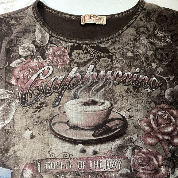 Vtg Y2k Blue Canyon Embellished Mc Bling Burnout Baby Tee Rhinestone Grunge S - Picture 13 of 15